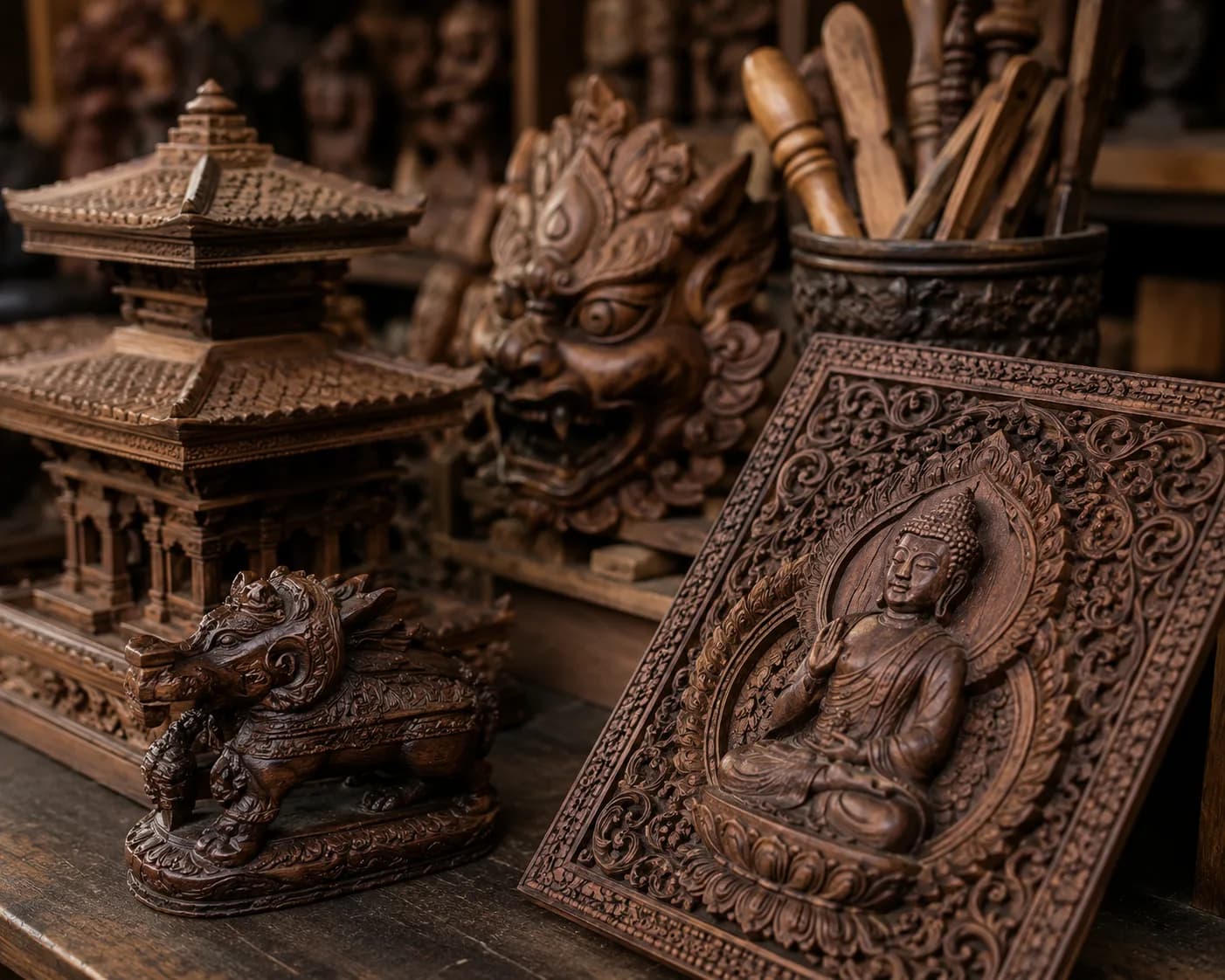 Wood carving inspection Nepal